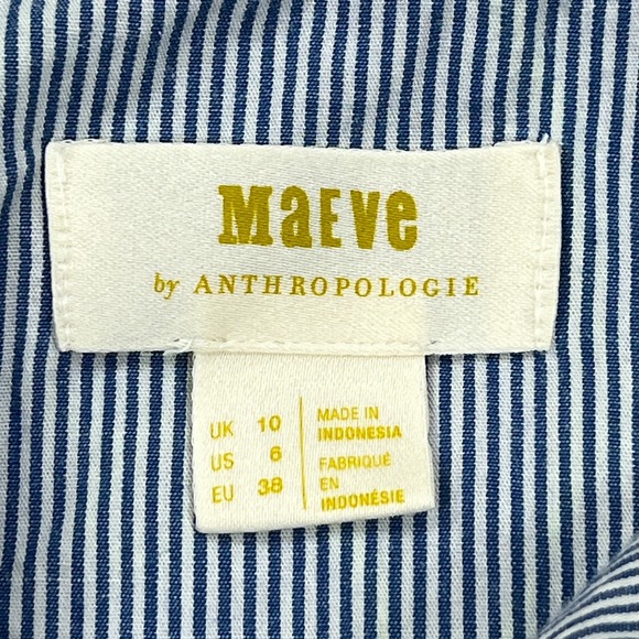 Maeve Anthropologie Clarissa Blouse Women's 6 Blue Striped Floral Button Up Top* - Picture 2 of 11